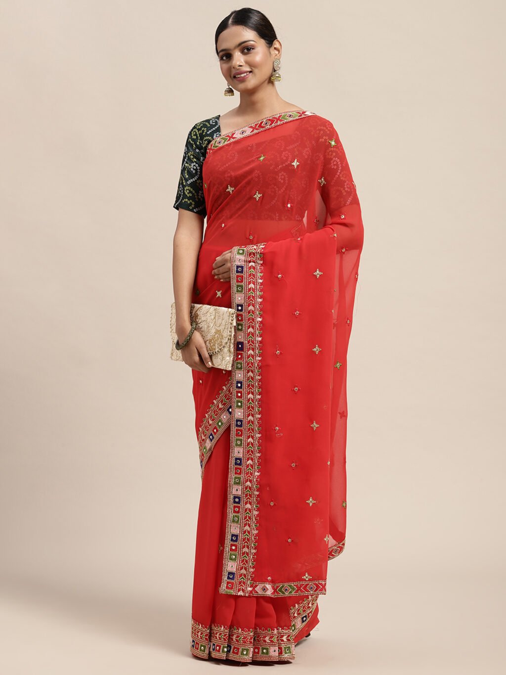 Red Georgette Saree - Image 3