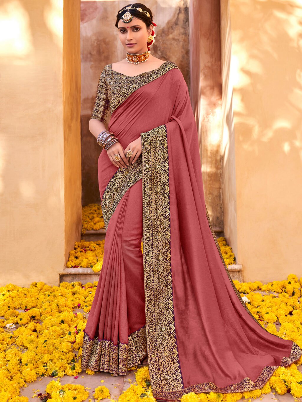 Image of Mauve Silk Saree