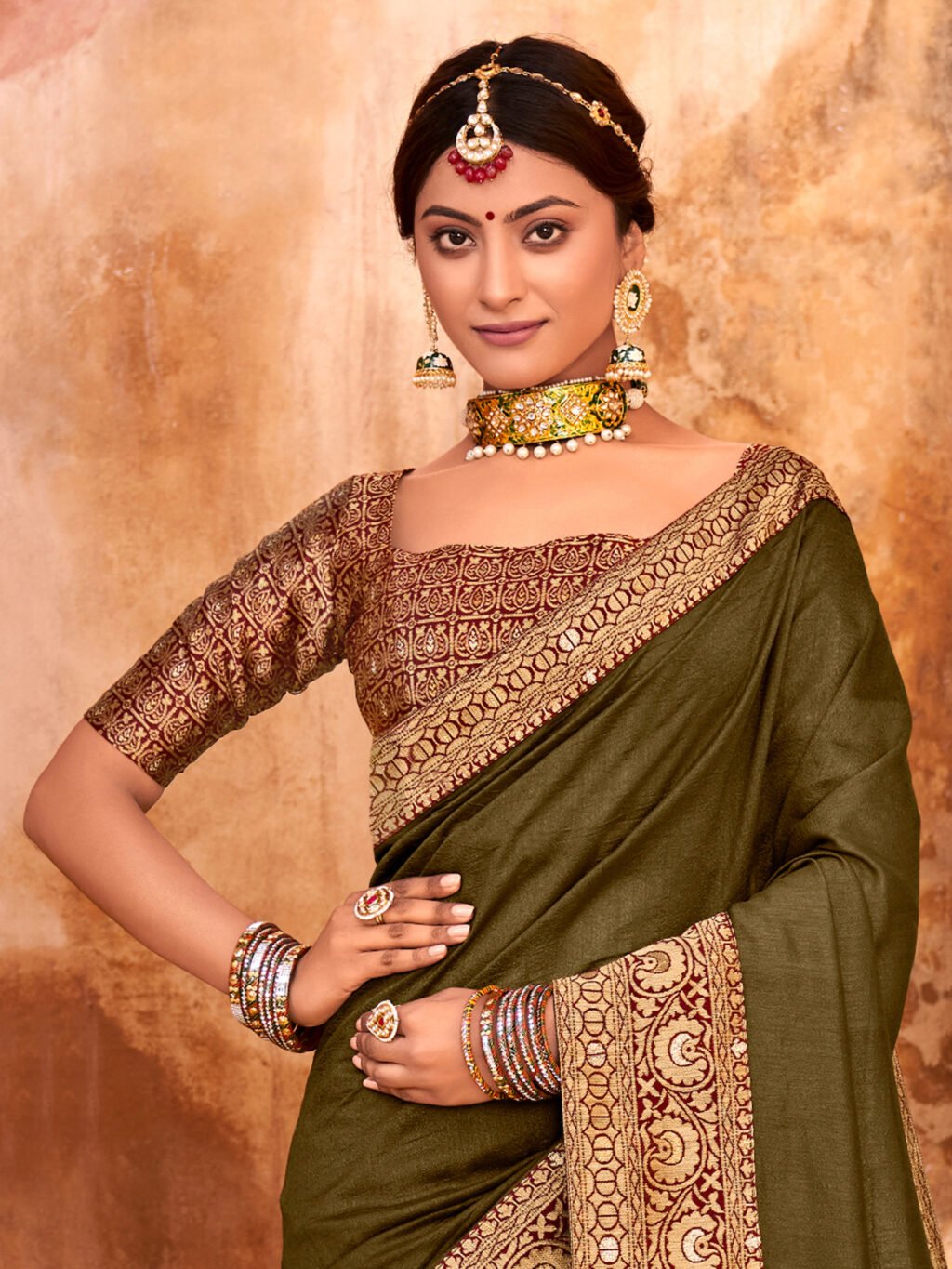 showcasing the beauty and craftsmanship of Party Wear Saree.