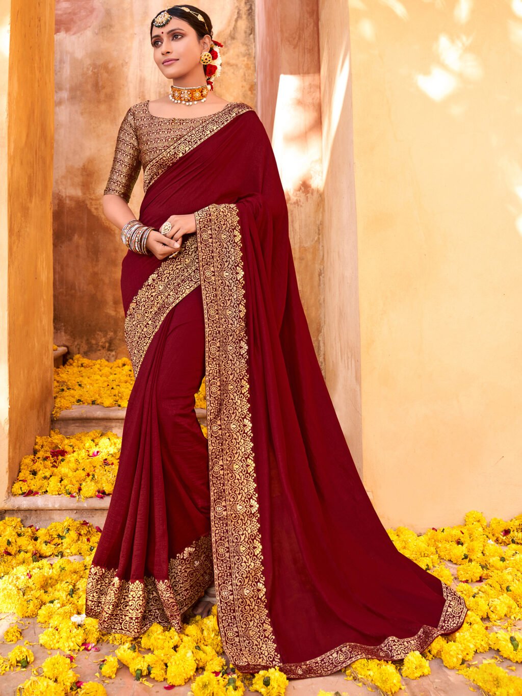 Image of Maroon Silk Saree