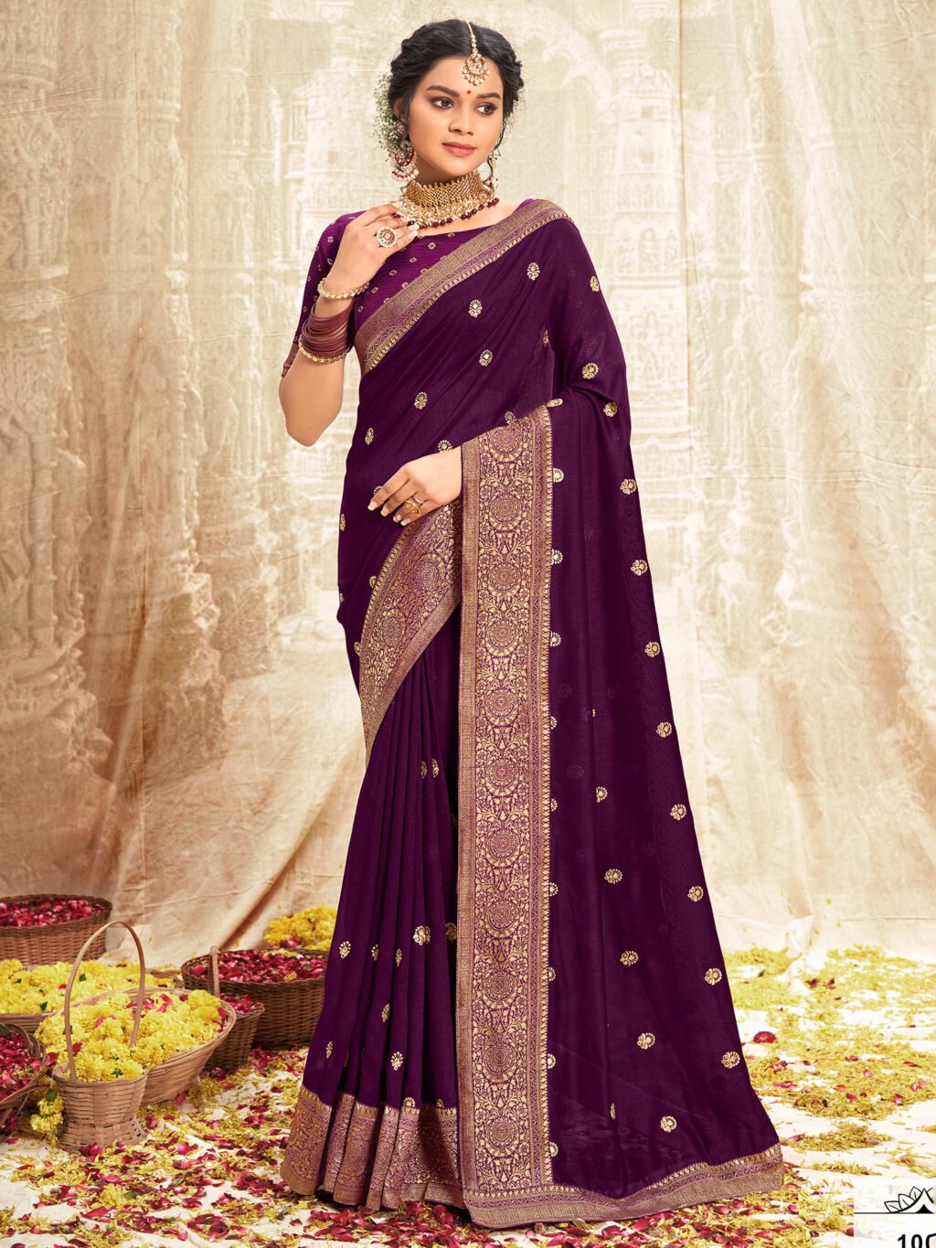 Image of Purple Silk Saree