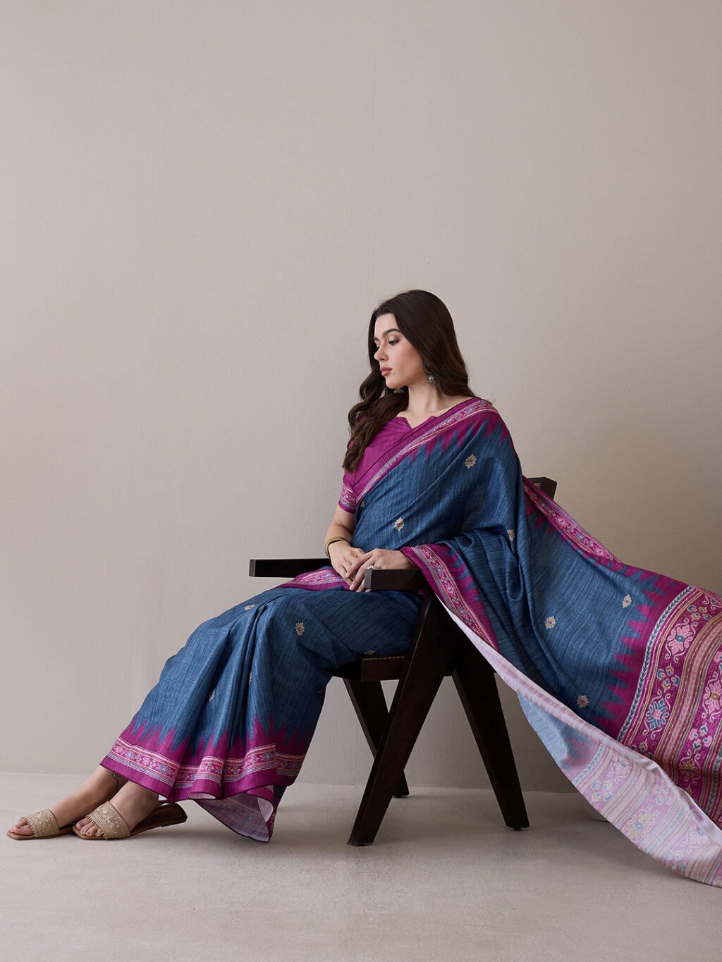 Grey Silk Saree - Image 4