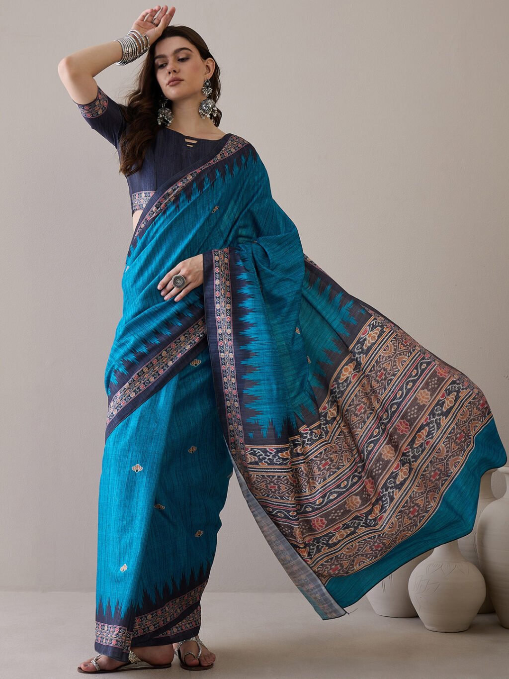 Image of Blue Silk Saree