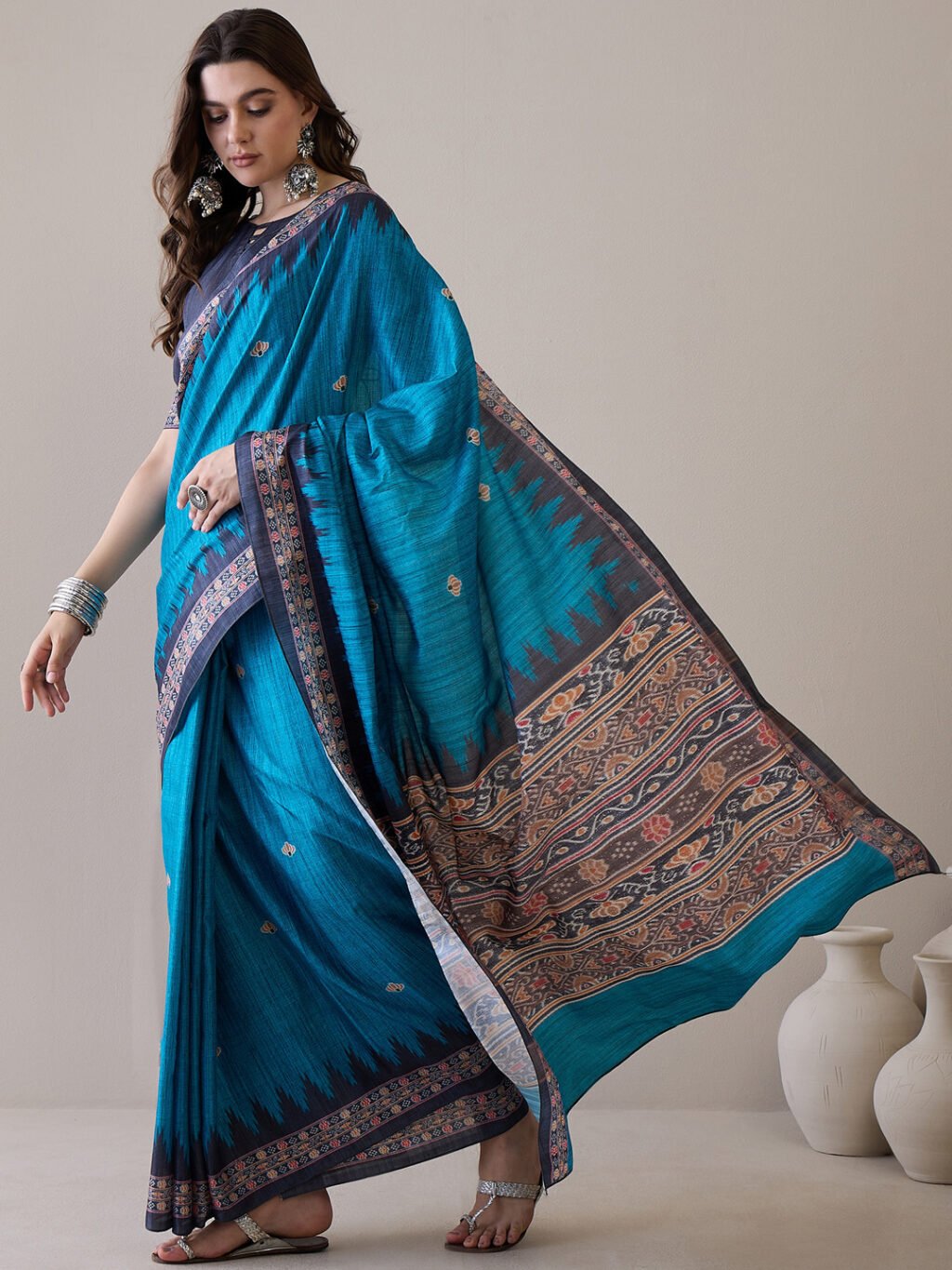 Blue Silk Saree - Image 3