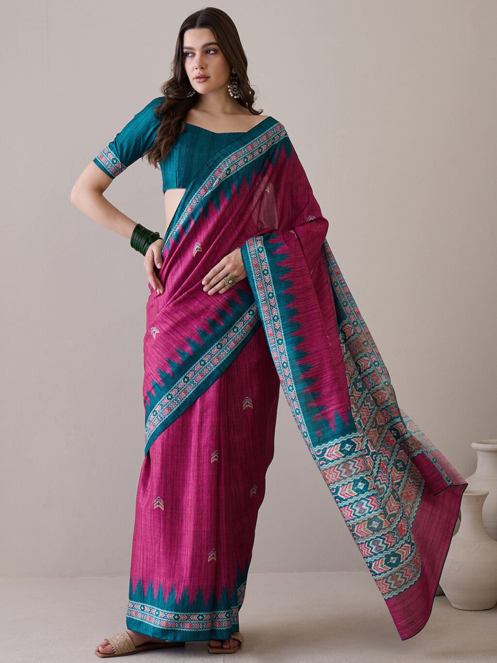 Image of Magenta Silk Saree