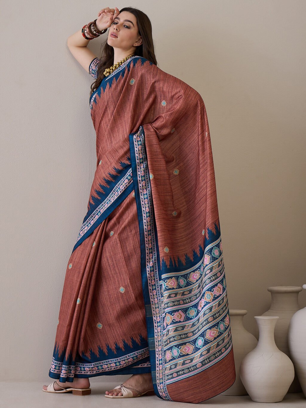 Brown Silk Saree - Image 3