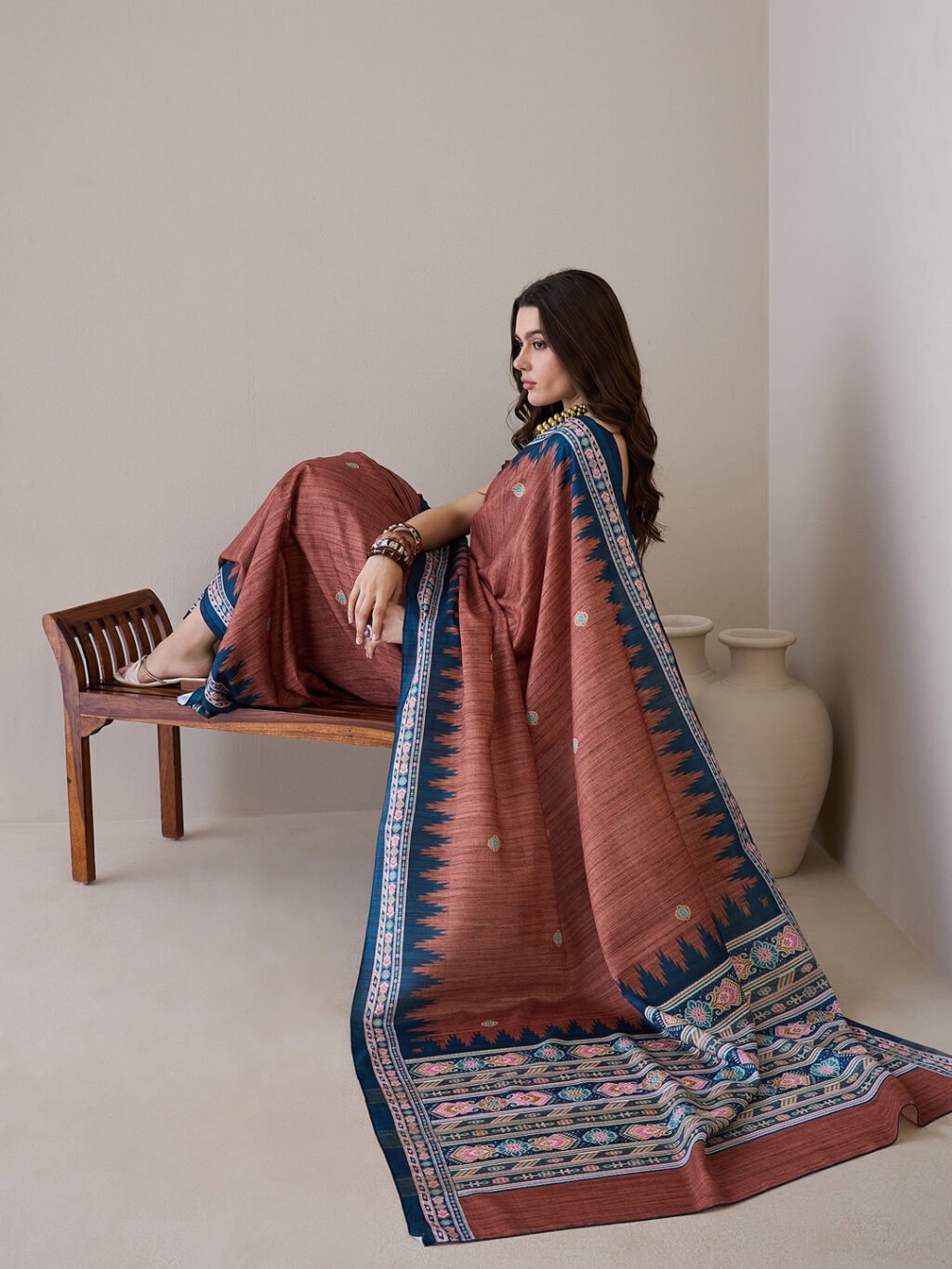 Brown Silk Saree - Image 4