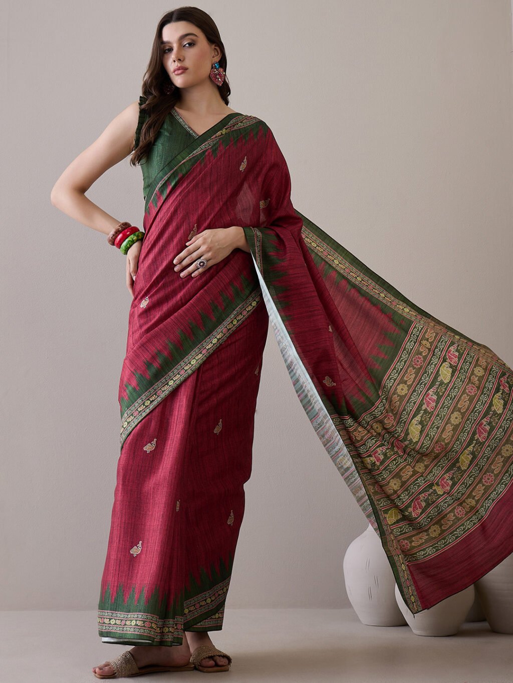 Image of Maroon Silk Saree
