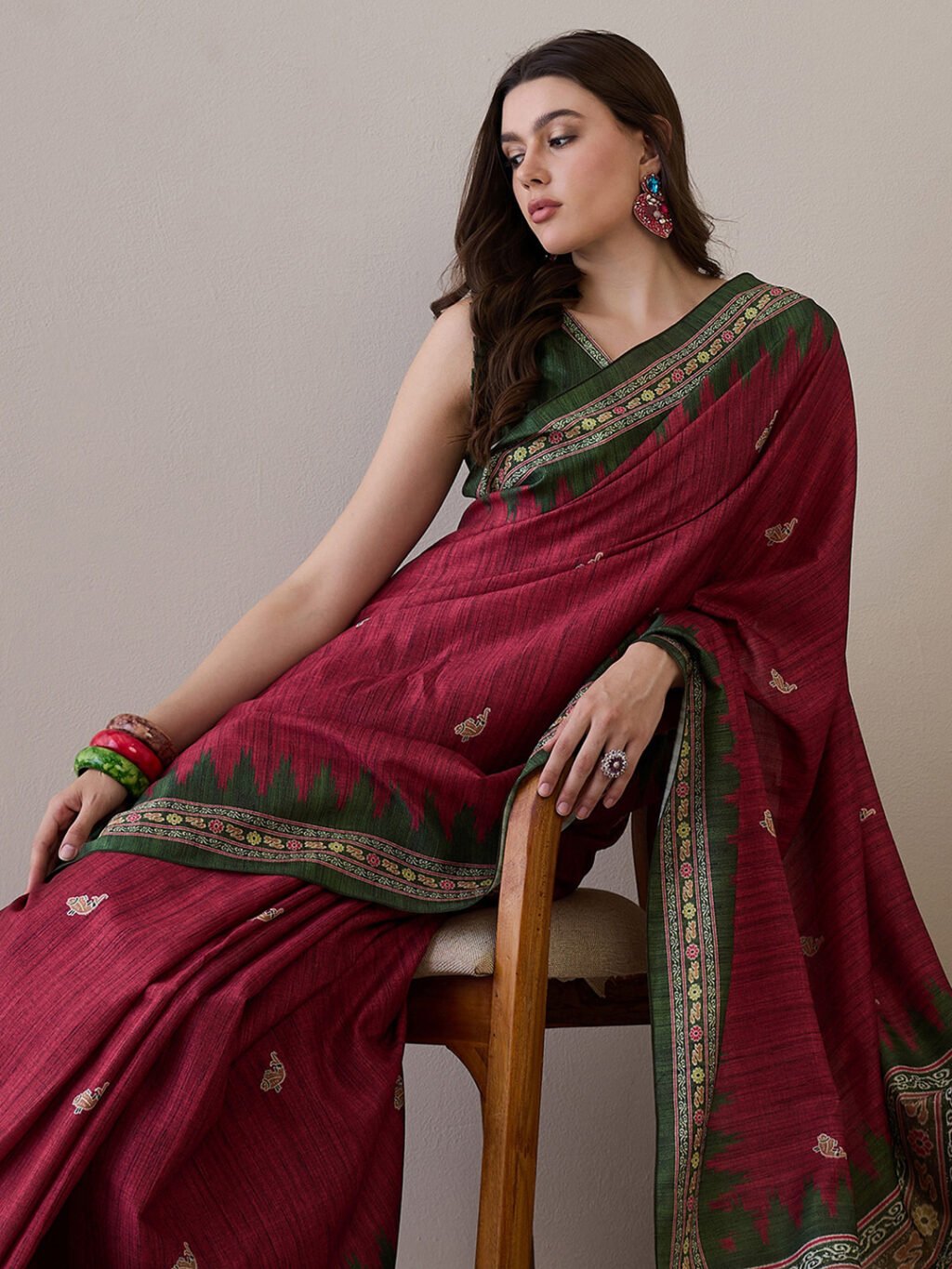 Maroon Silk Saree - Image 4