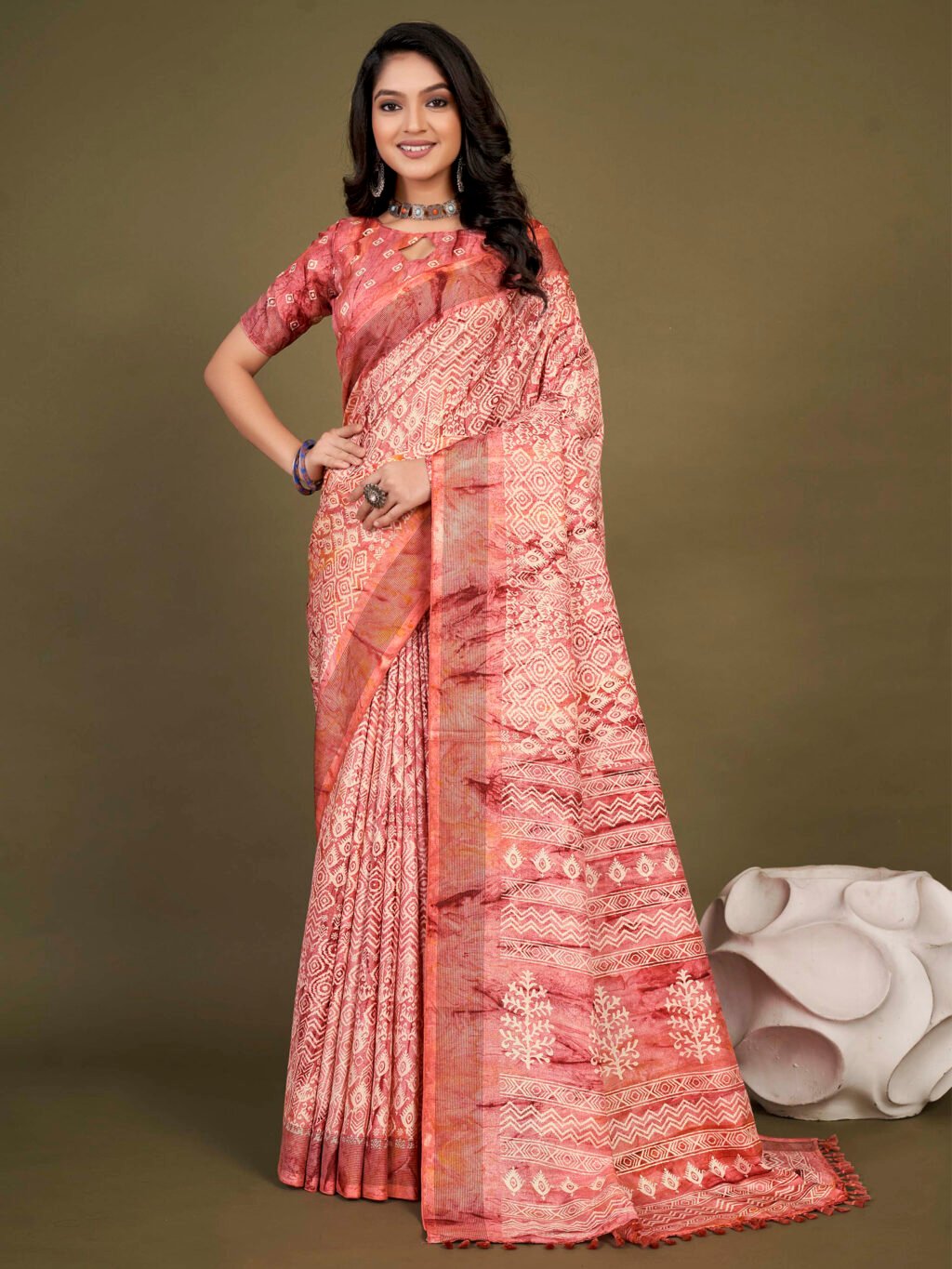 Image of Pink Silk Saree
