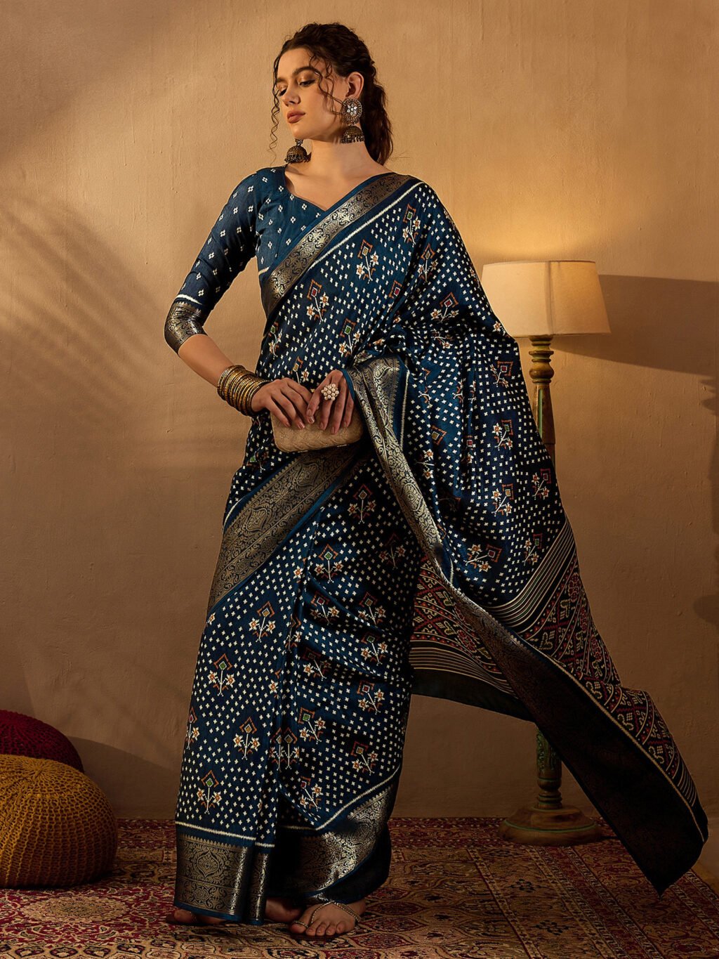 Teal Blue Silk Saree - Image 4