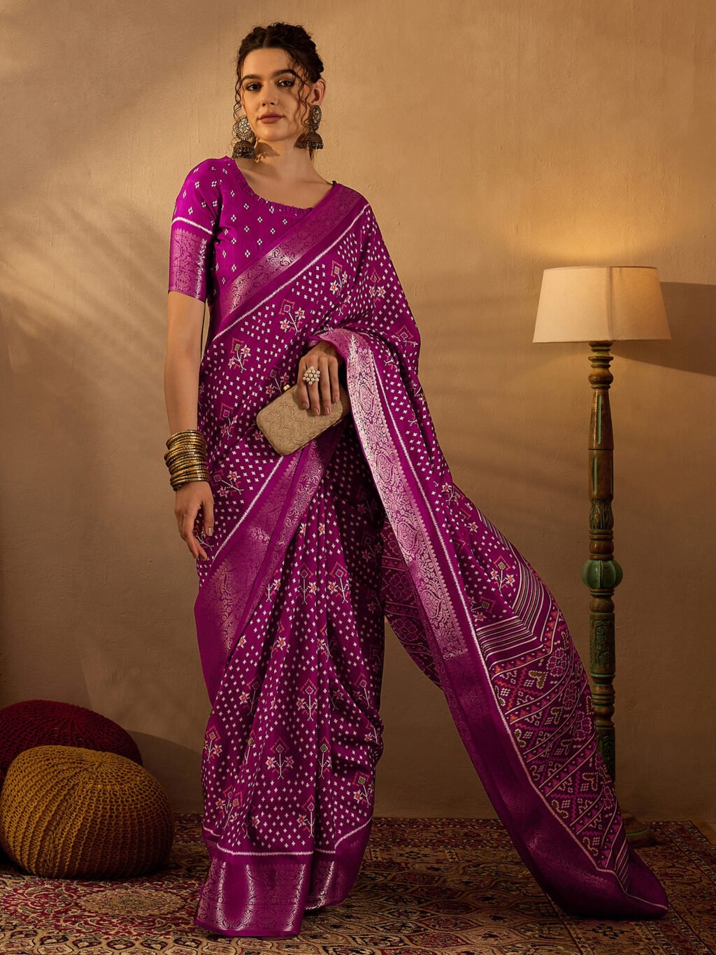 Magenta Silk Saree - Image 4