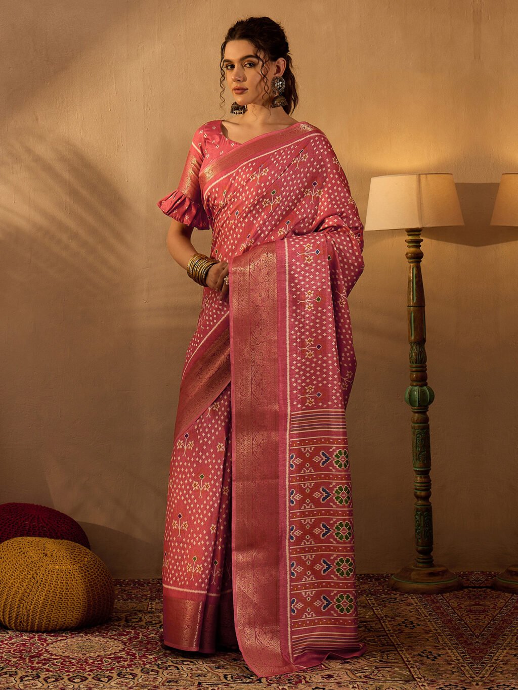 Pink Silk Saree - Image 3