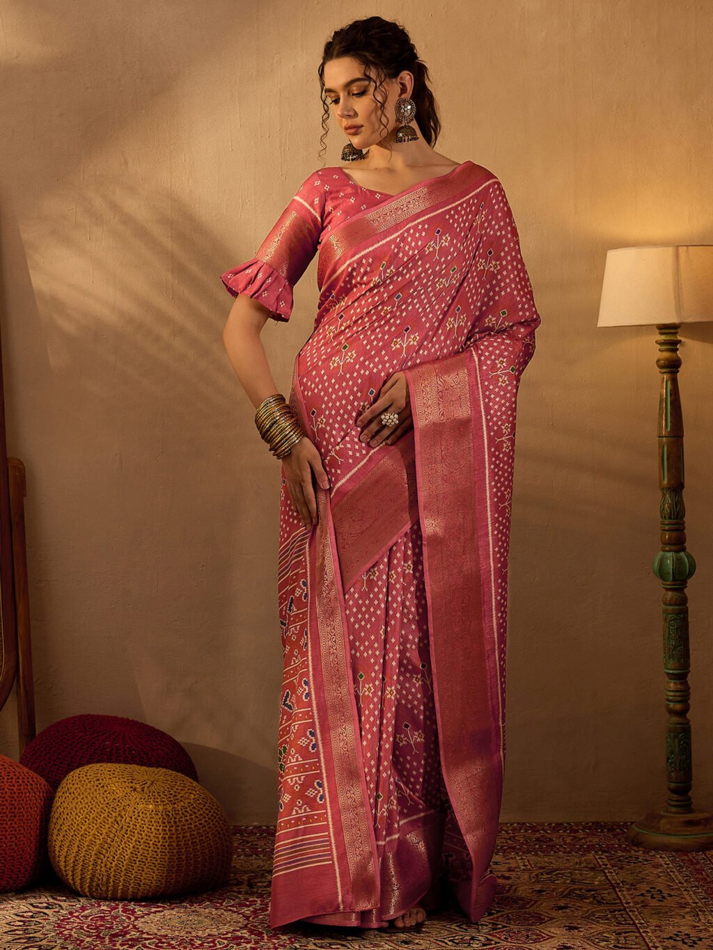 Pink Silk Saree - Image 4