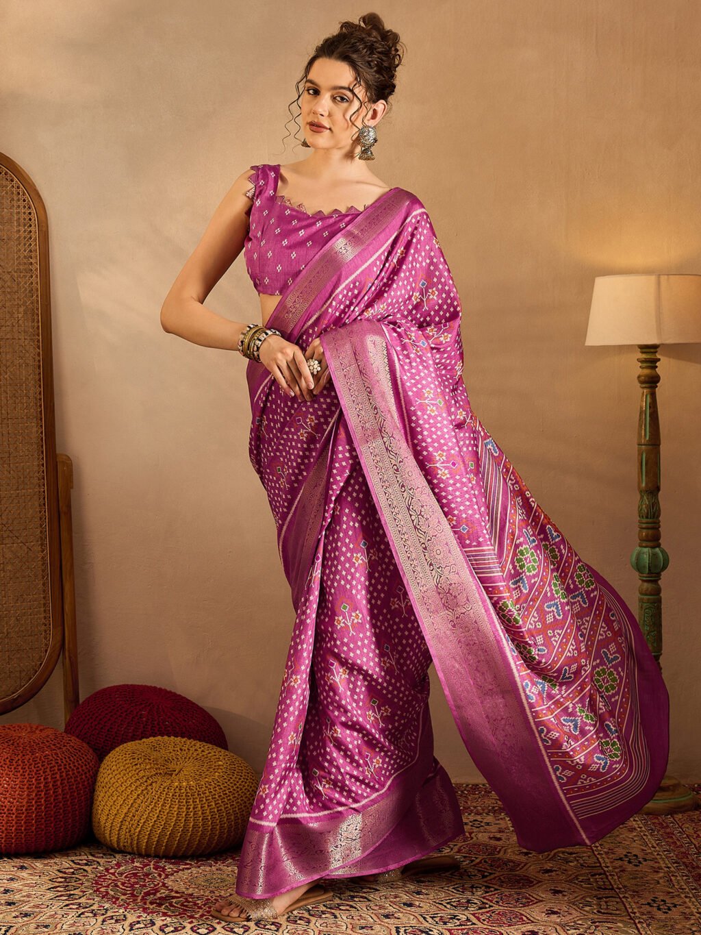 Pink Silk Saree - Image 3