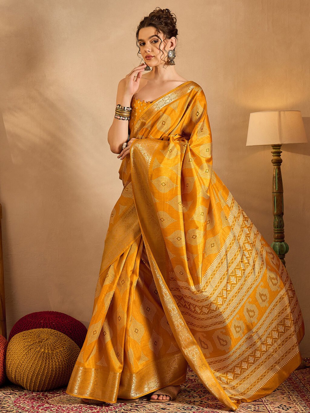 Yellow Silk Saree - Image 3