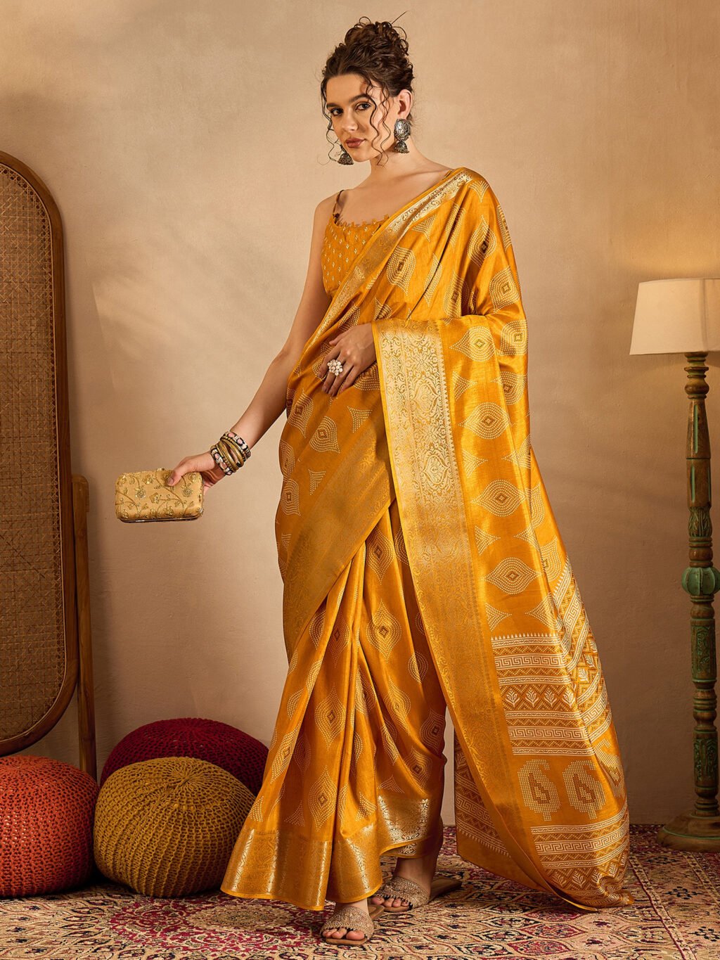 Yellow Silk Saree - Image 4