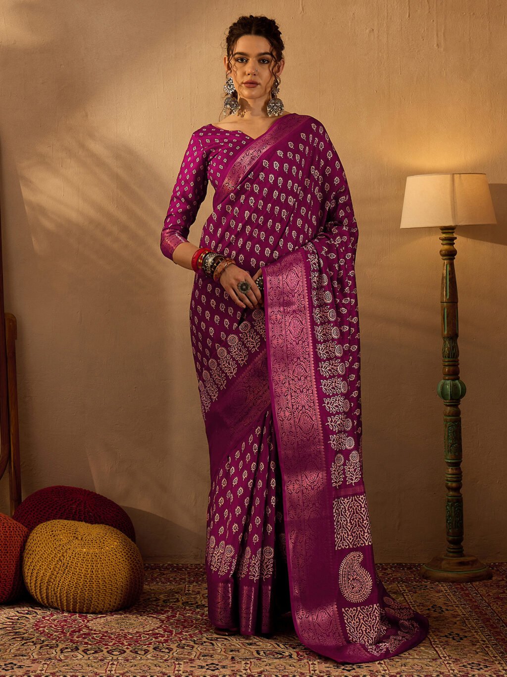 Image of Magenta Silk Saree