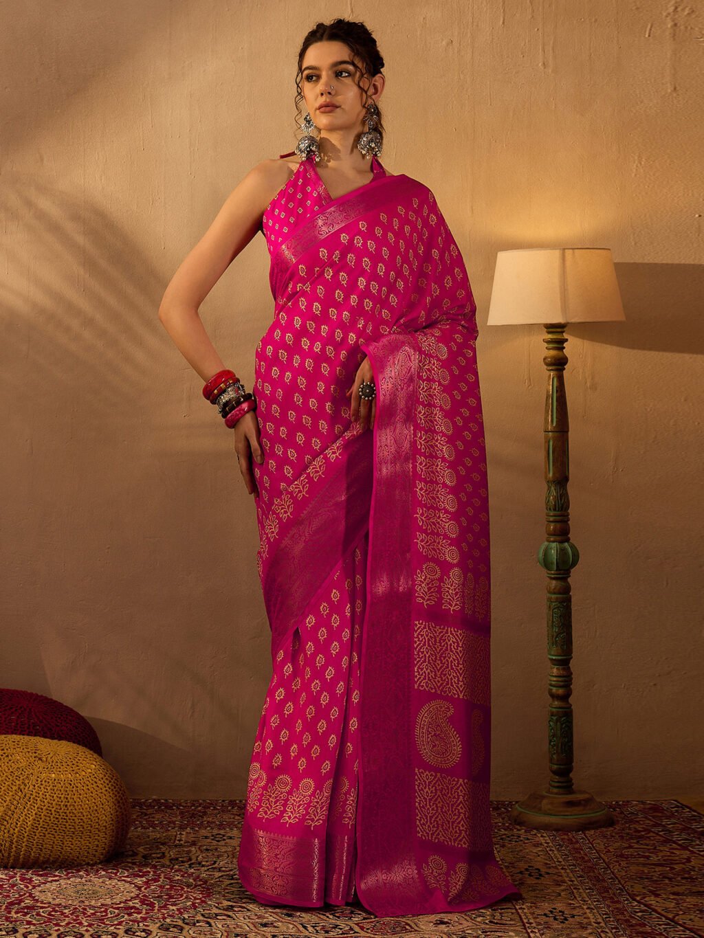 Image of Pink Silk Saree