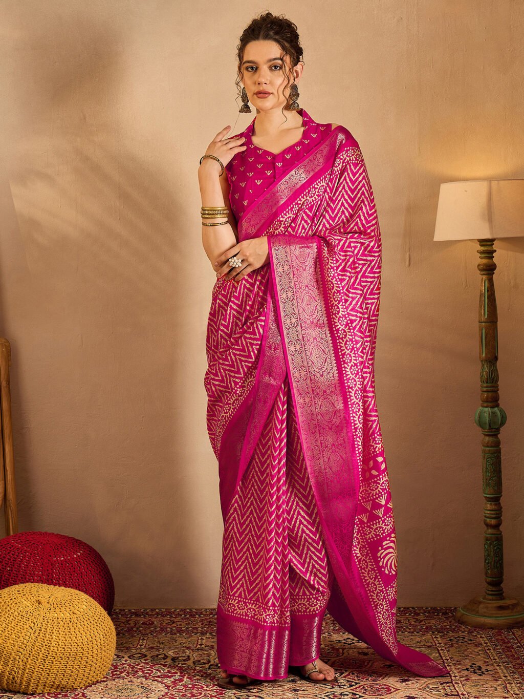 Image of Pink Silk Saree