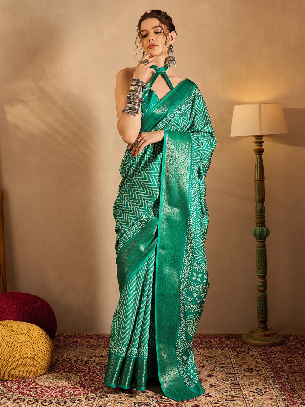 Image of Sea Green Silk Saree