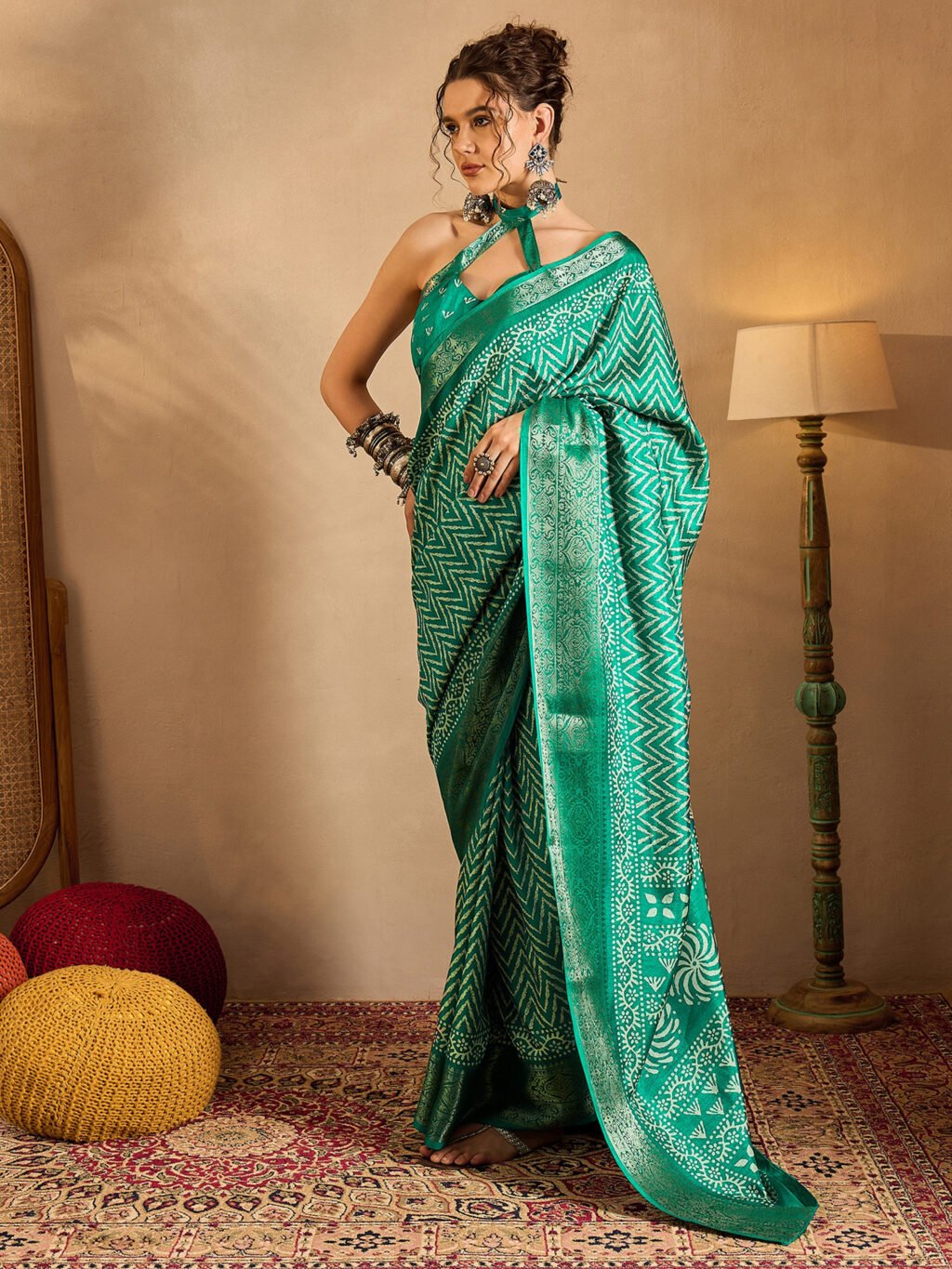 Sea Green Silk Saree - Image 3