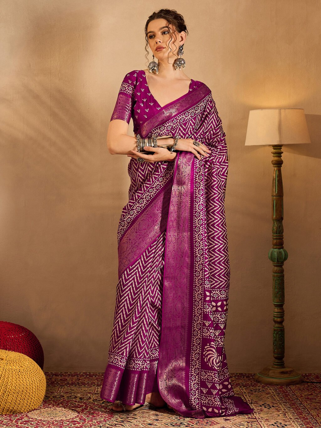 Image of Magenta Silk Saree