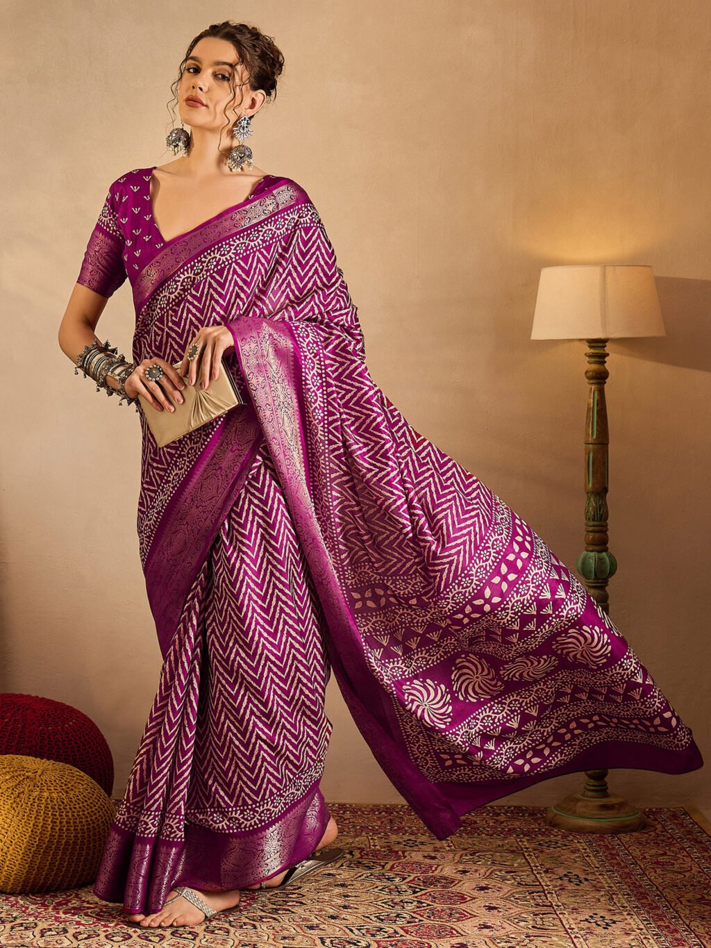 Magenta Silk Saree - Image 4