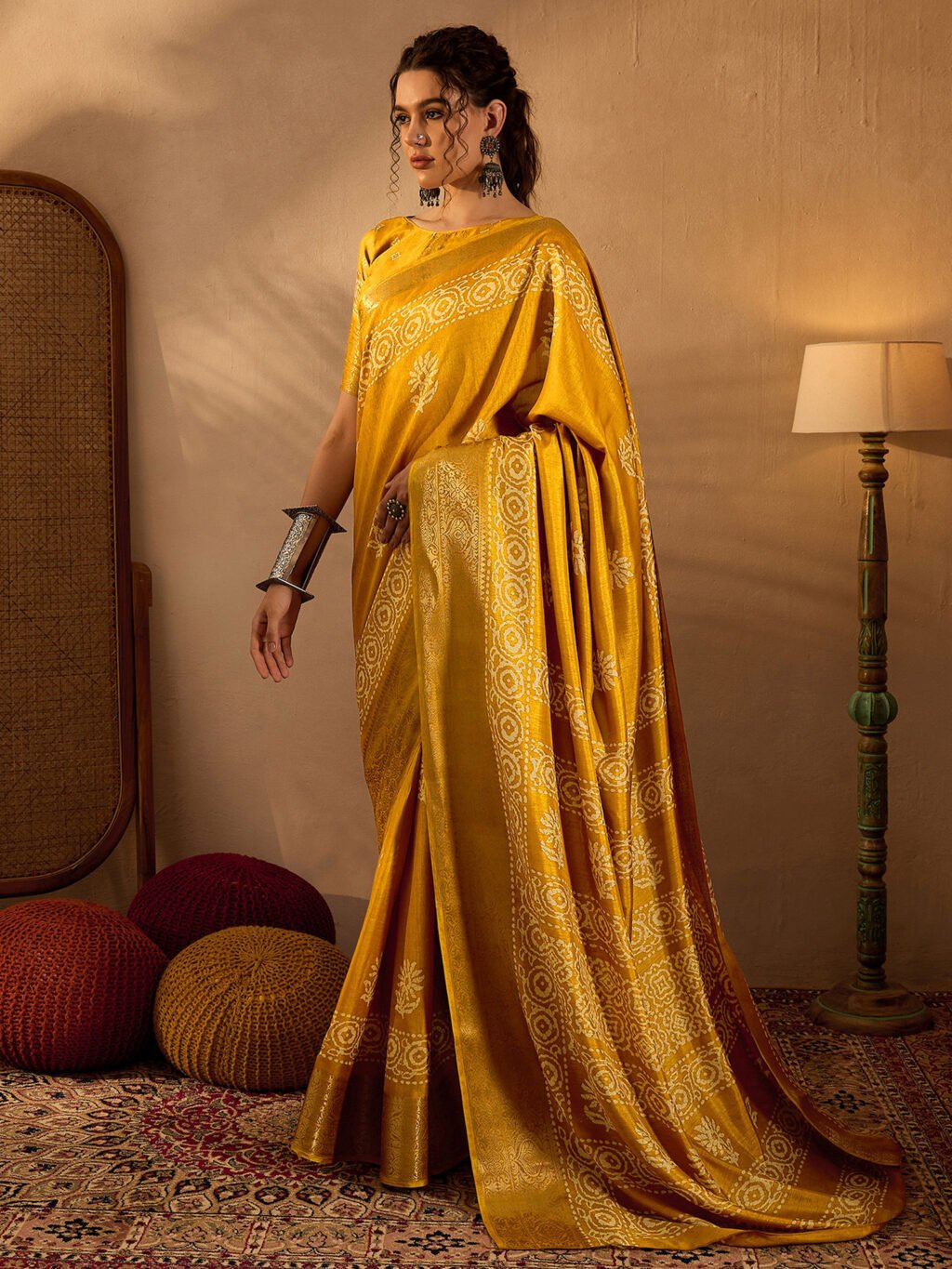 Mustard Silk Saree - Image 3
