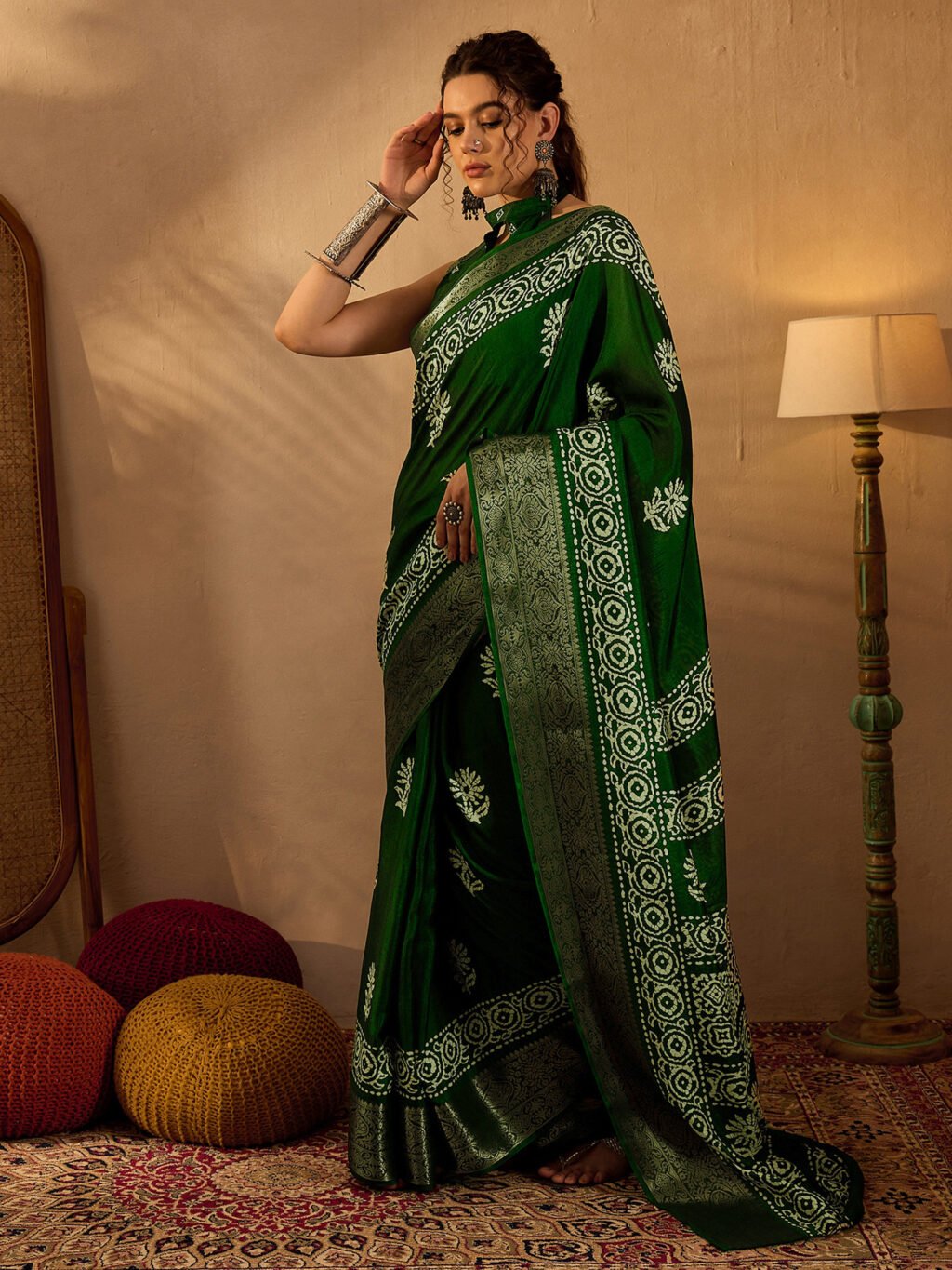 Green Silk Saree - Image 3
