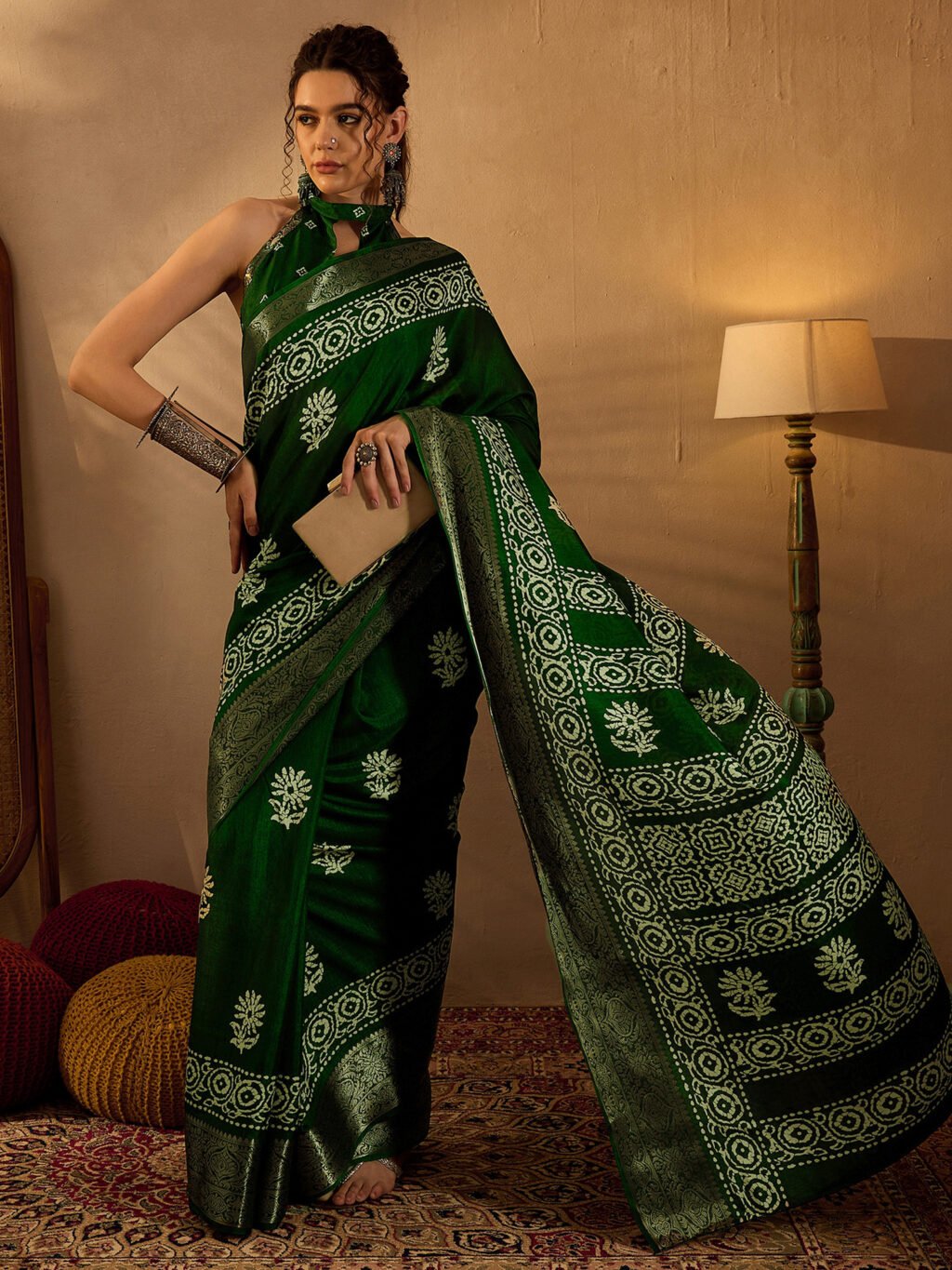 Green Silk Saree - Image 4