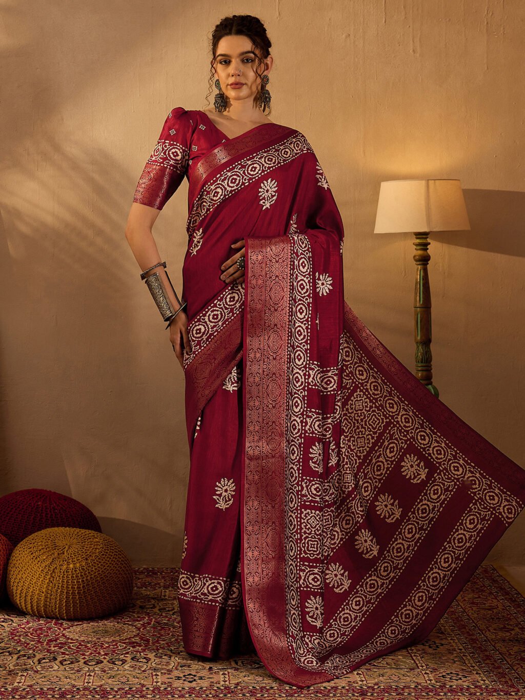 Image of Maroon Silk Saree