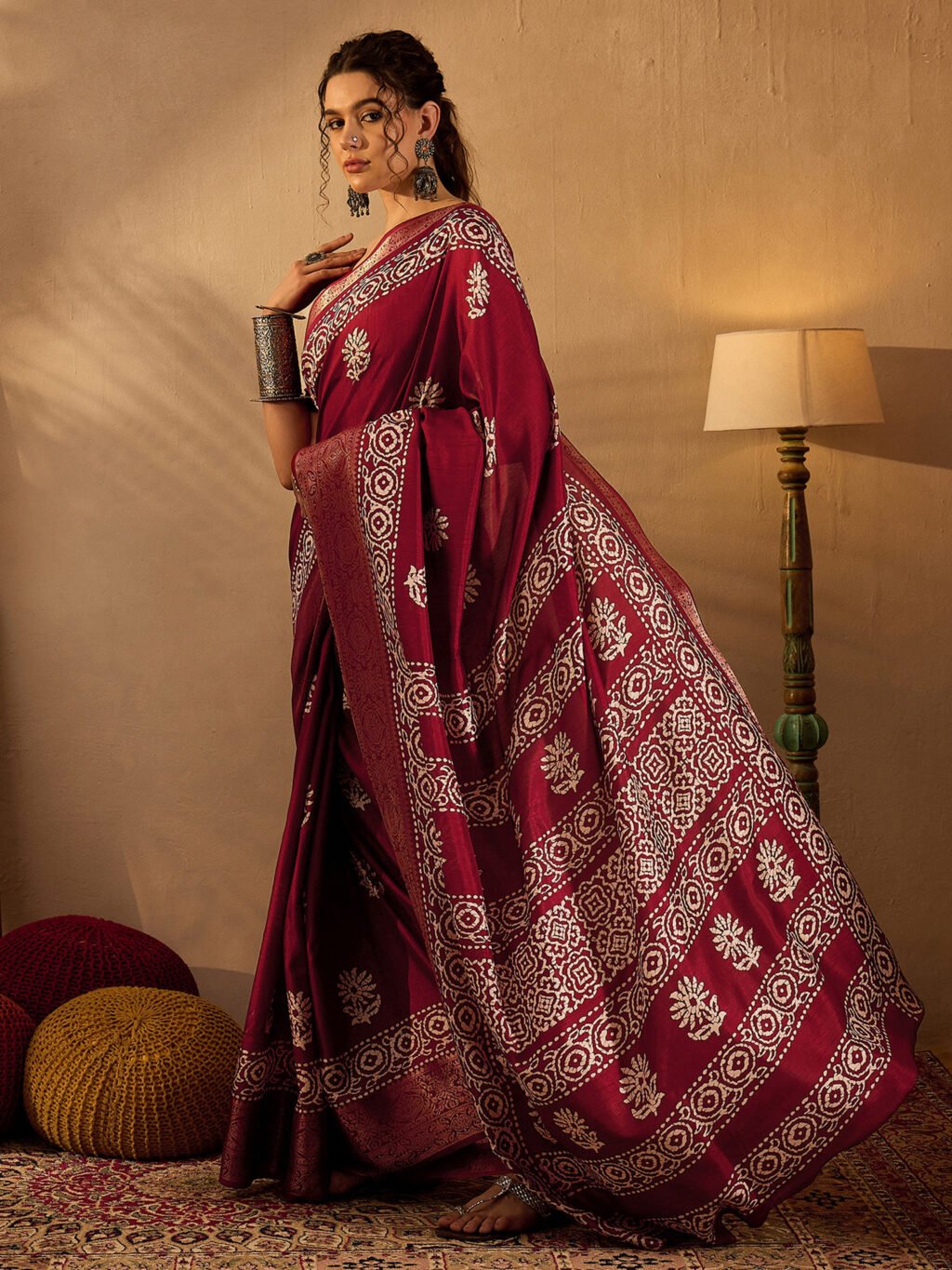 Maroon Silk Saree - Image 3