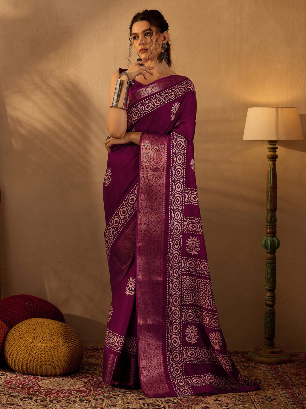 Image of Magenta Silk Saree