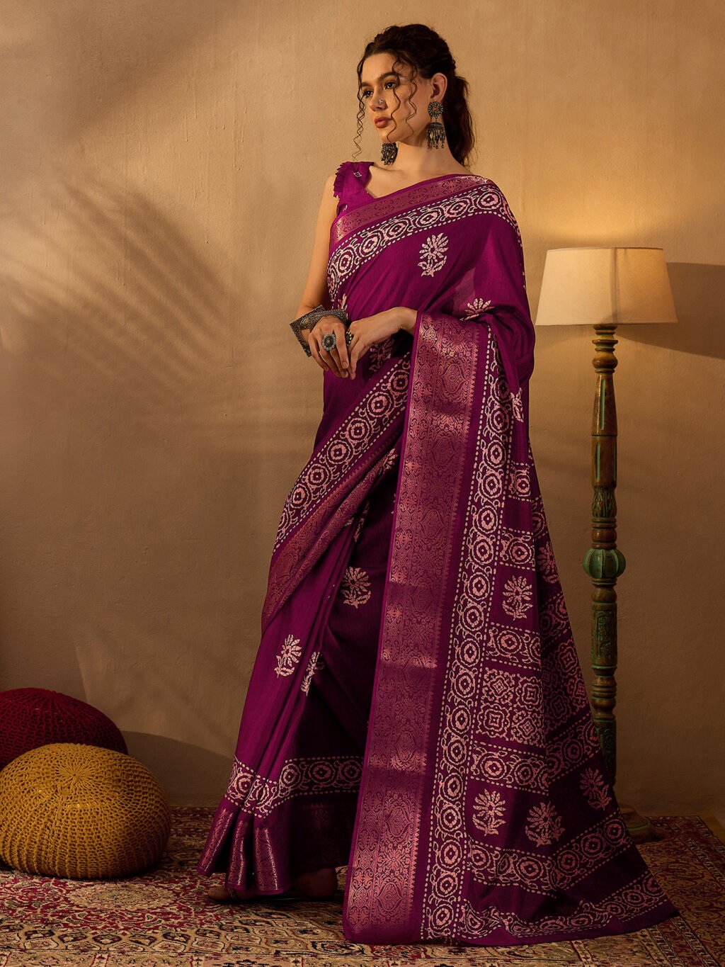 Magenta Silk Saree - Image 3