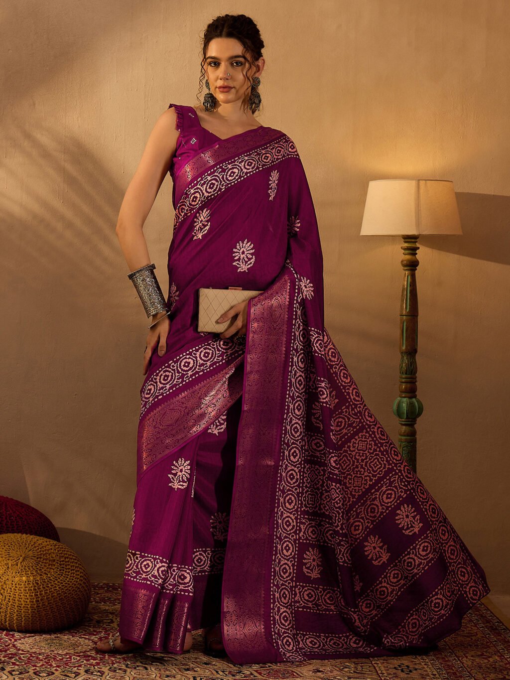 Magenta Silk Saree - Image 4