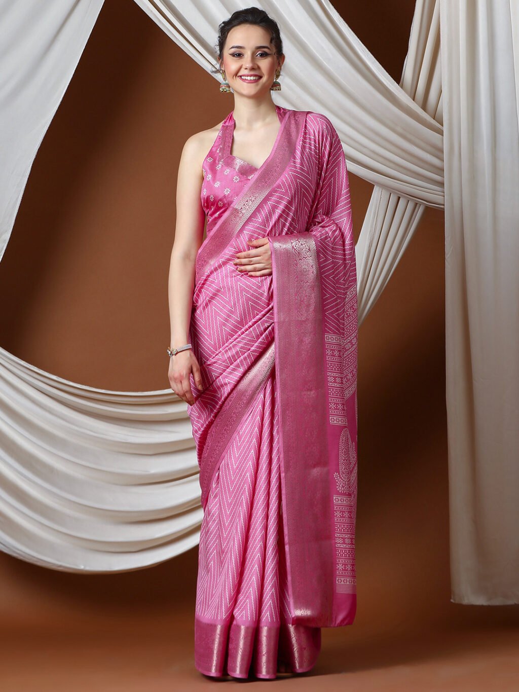 Image of Pink Silk Saree