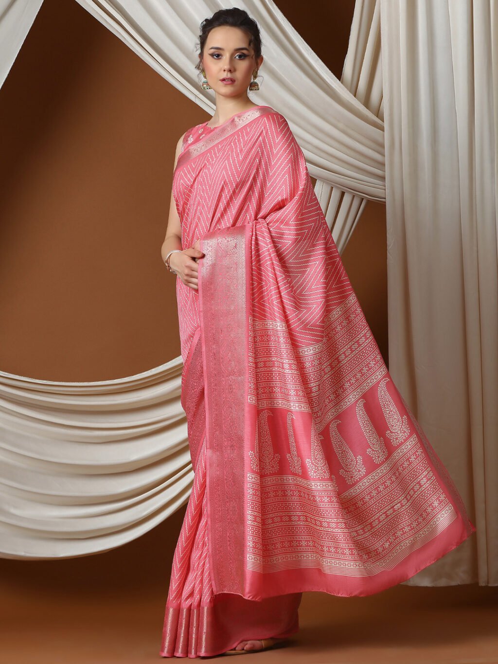 Pink Silk Saree - Image 3