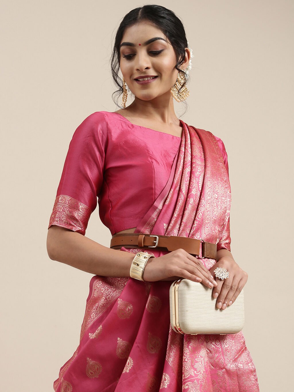 Pink Silk Saree - Image 4