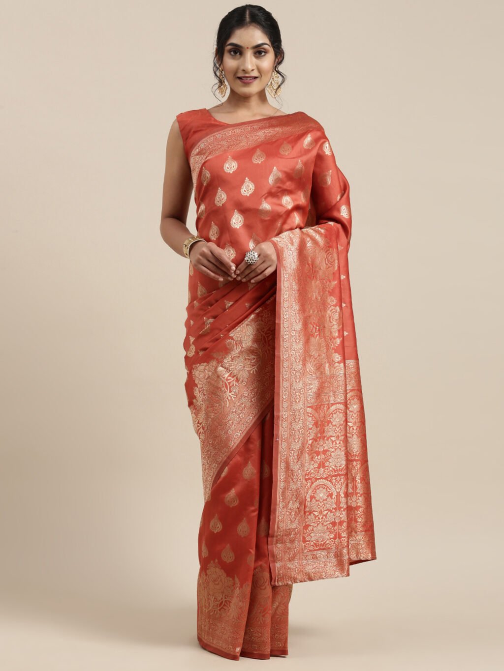 Image of Orange Silk Saree