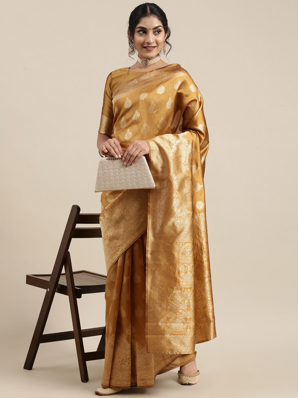 Mustard Silk Saree - Image 3