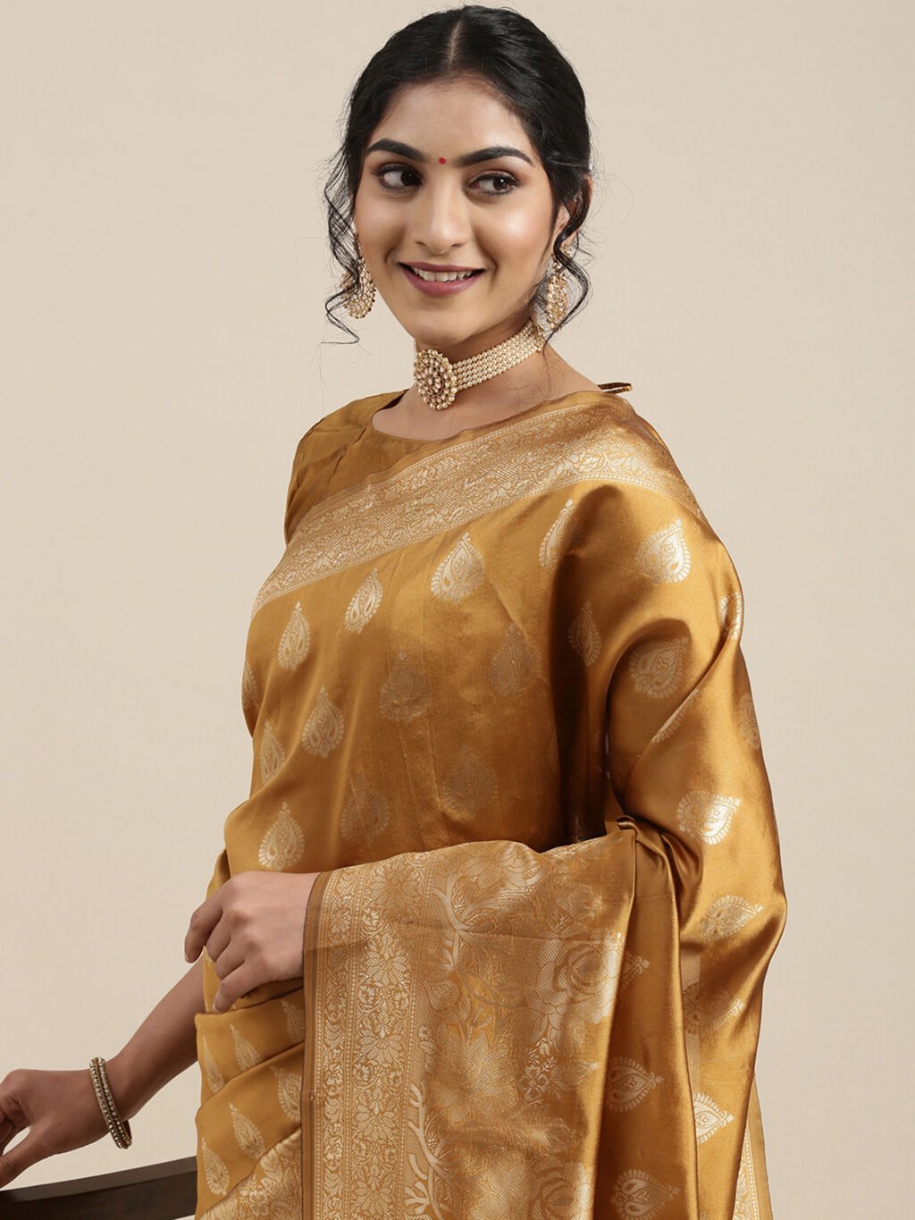 Mustard Silk Saree - Image 4