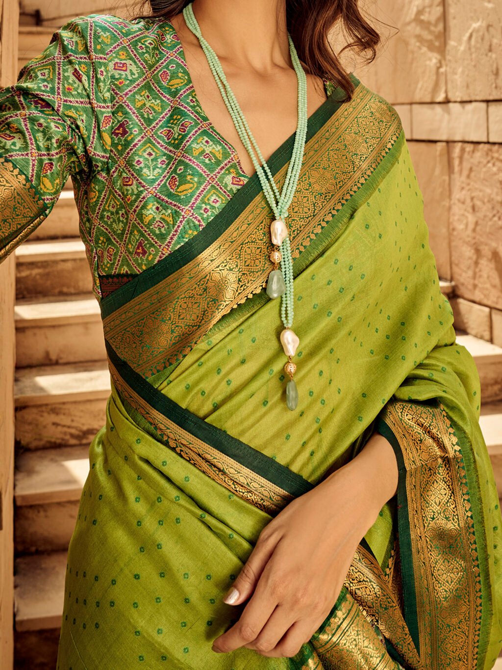 Light Green Silk Saree - Image 4
