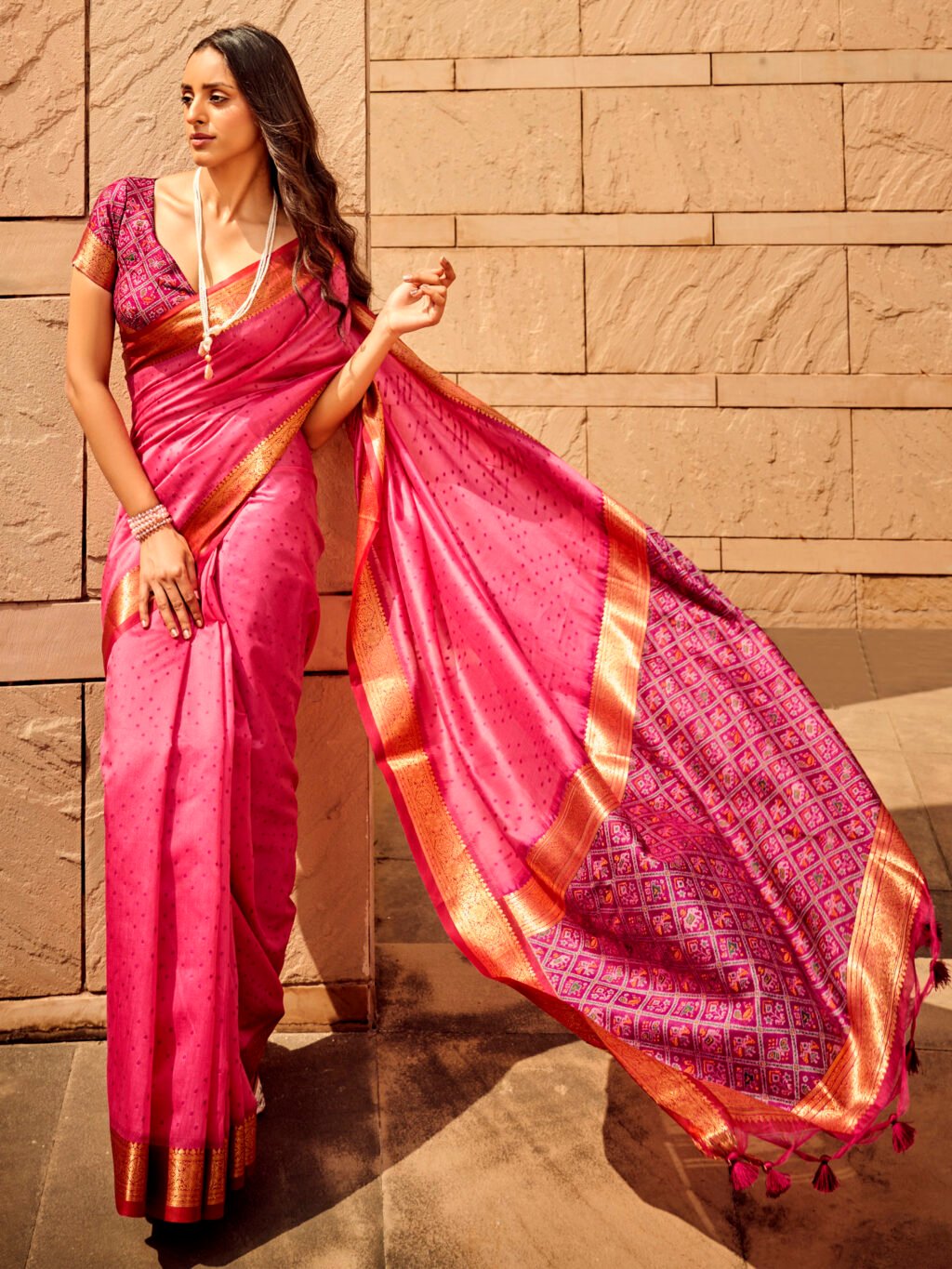 Image of Pink Silk Saree