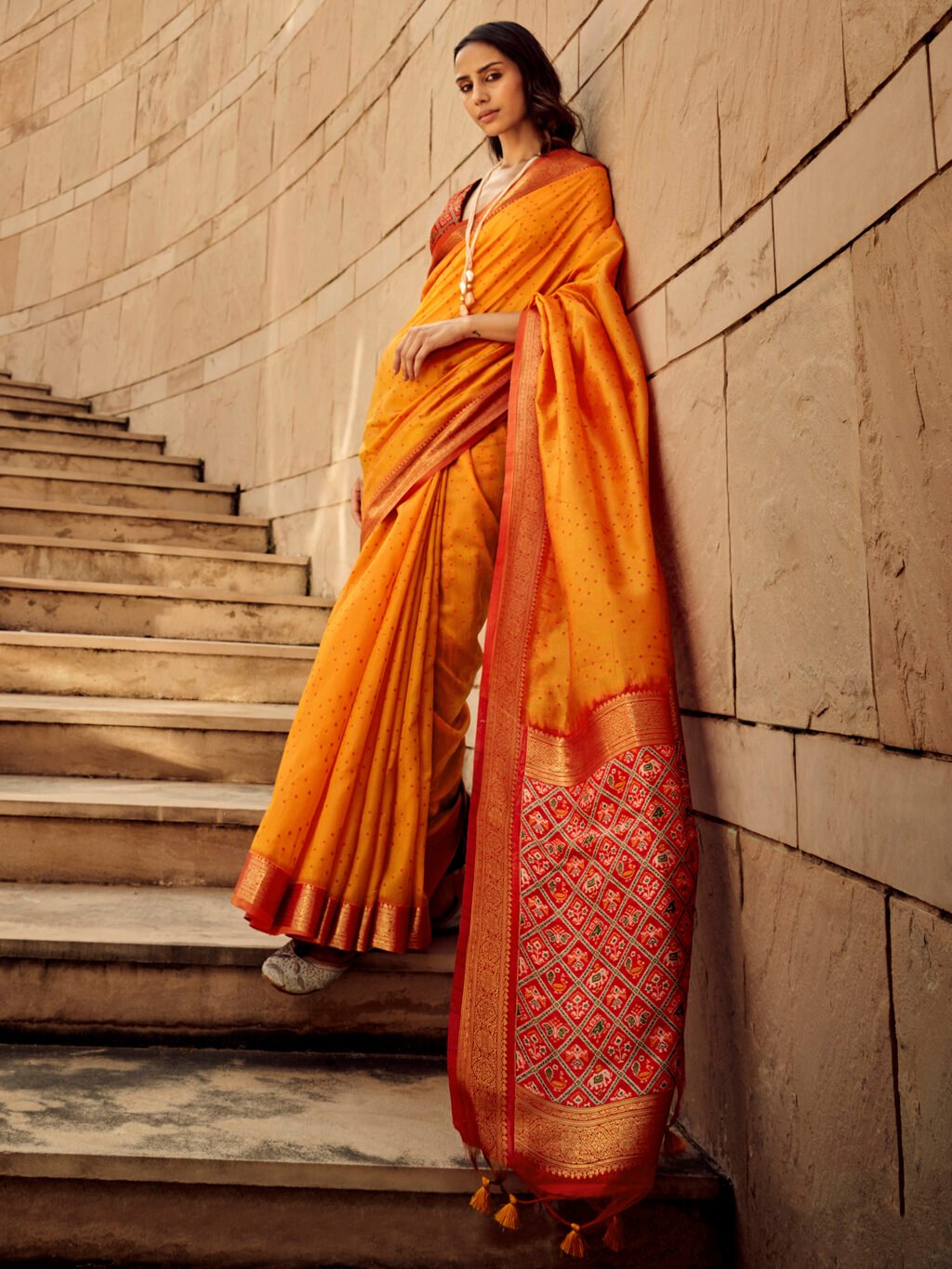 Image of Yellow Silk Saree