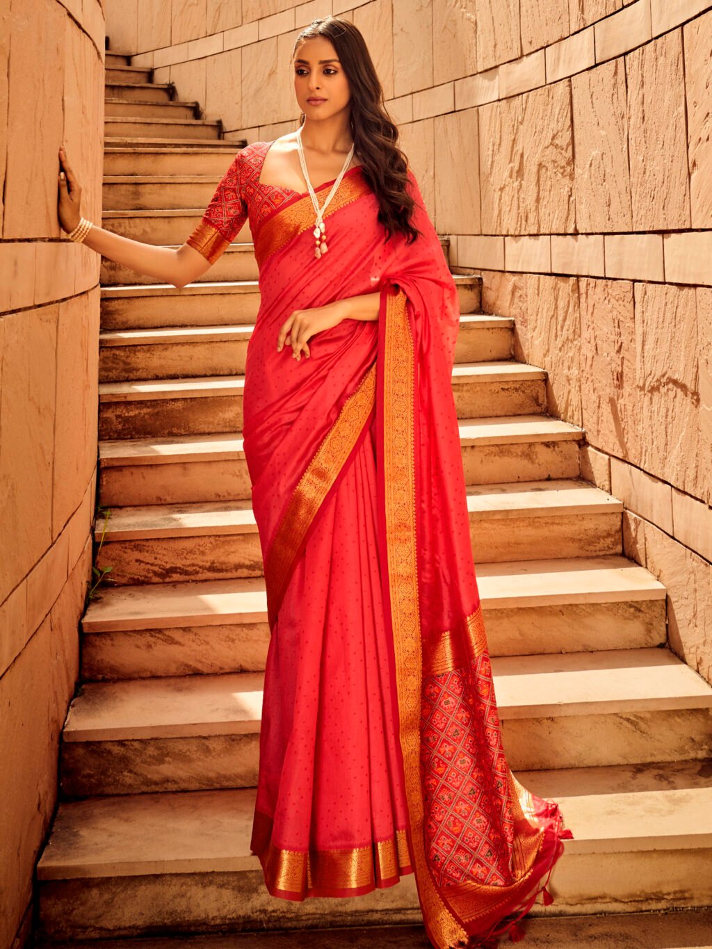 Image of Pink Silk Saree