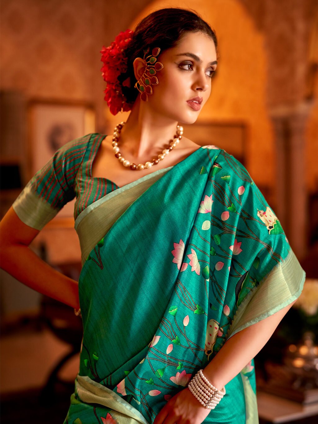 showcasing the beauty and craftsmanship of Designer Saree.