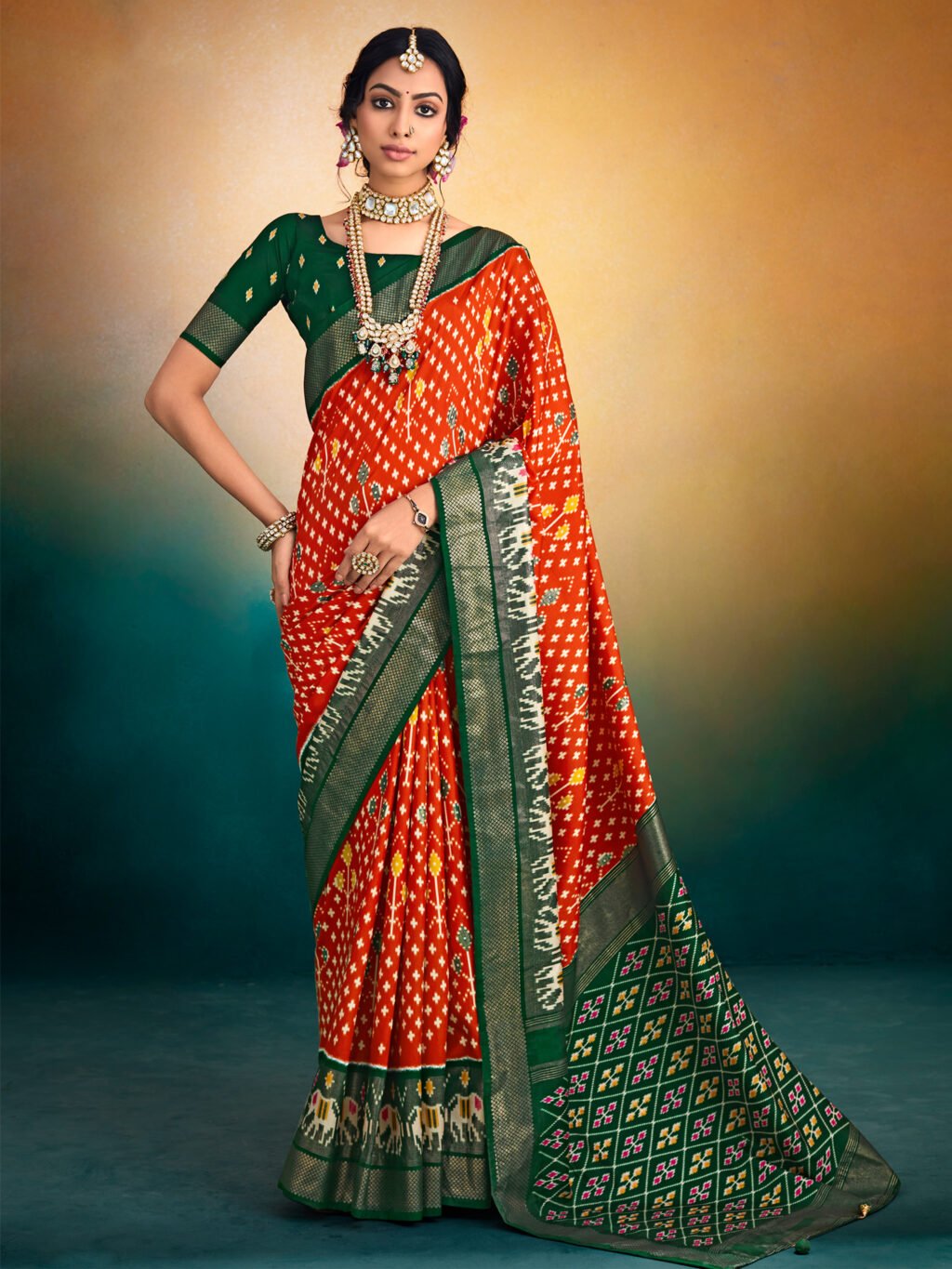 Image of Orange Silk Saree