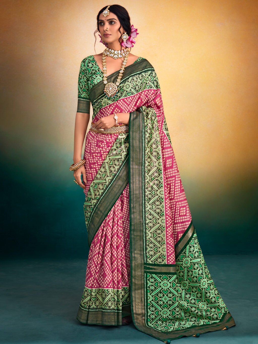 Image of Pink Silk Saree