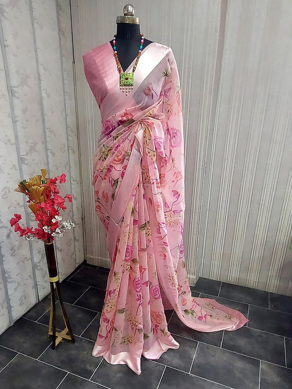 Image of Light Pink Silk Saree Cotton Saree